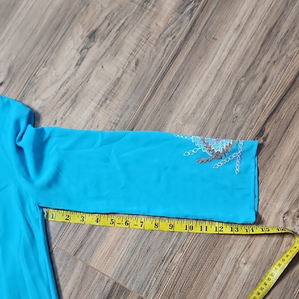 💕GB Girls Gianni Bini Turquoise Dress with Embroidered Details - Picture 7 of 9